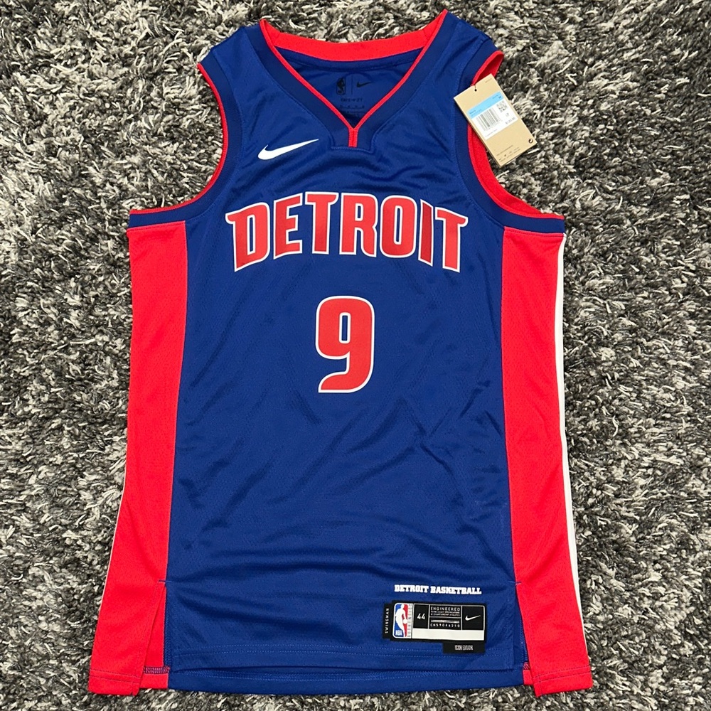 New Nike Detroit Basketball Jersey in Blue and Red